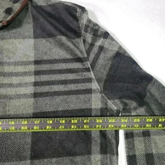 Smith's Workwear‎ Men's Henley Fleece Large Olive Black Plaid Long Sleeve - Picture 11 of 15